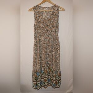 Temofon Boho Hippy Prairie Sleeveless Floral Maxi Dress in Multicolor S